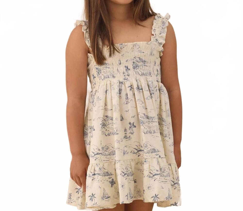 NEW RYLEE + CRU ocean toile sutton dress in natural